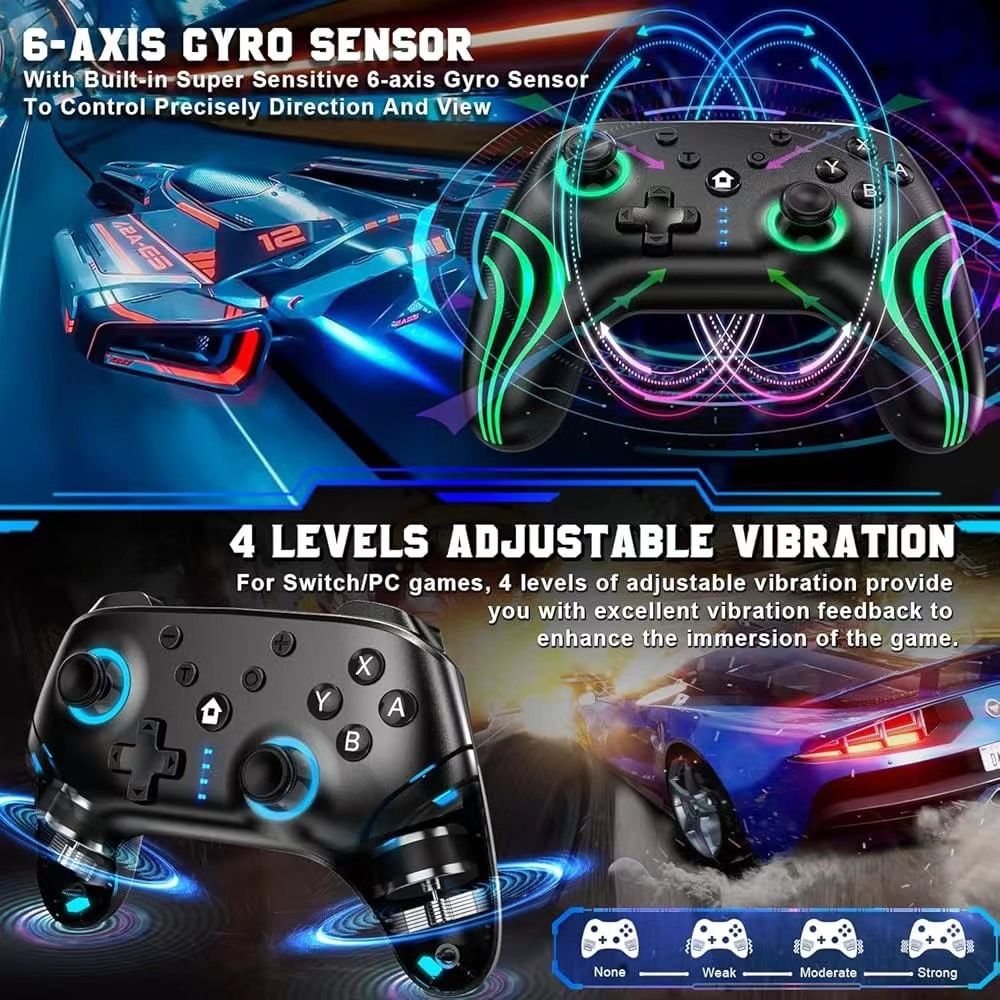 RGB Light Gaming Wireless Gamepad Video Game Controllers for Switch/PC Console