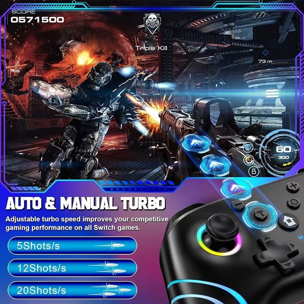 RGB Light Gaming Wireless Gamepad Video Game Controllers for Switch/PC Console