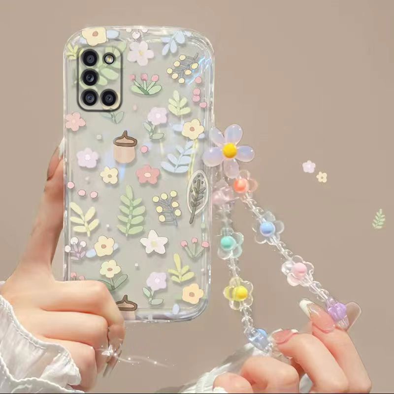 Phone Case for Samsung Galaxy A31 Fashion Flowers Soft Case Fall Prevention Protective Cover for Samsung Galaxy A31