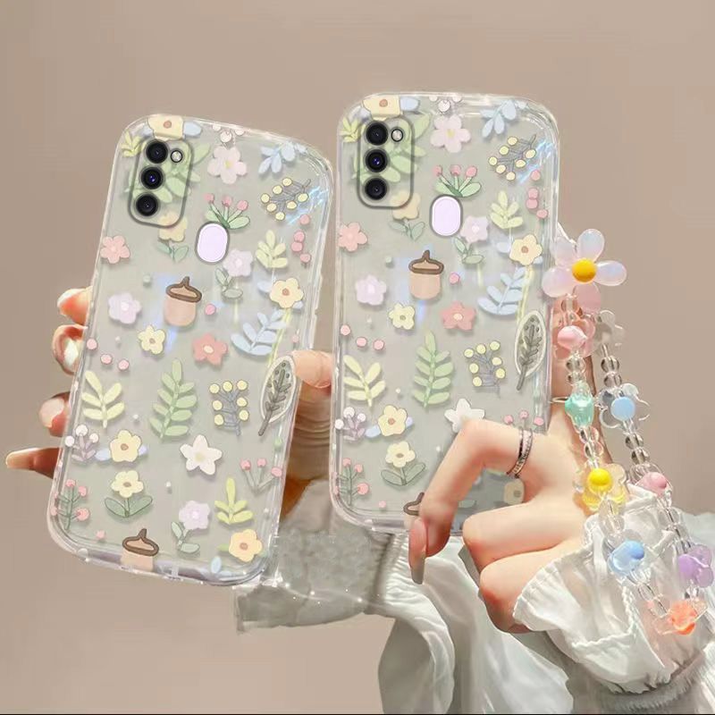 Phone Case for Samsung Galaxy M31/M21/M31 Prime/M30S Fashion Flowers Soft Case Fall Prevention Protective Cover for Samsung Galaxy M31/M21/M31 Prime/M30S