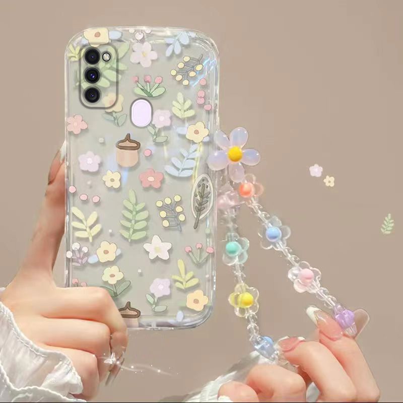 Phone Case for Samsung Galaxy M31/M21/M31 Prime/M30S Fashion Flowers Soft Case Fall Prevention Protective Cover for Samsung Galaxy M31/M21/M31 Prime/M30S