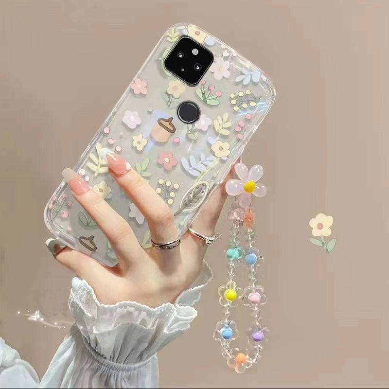 Phone Case for Google Pixel 5 Fashion Flowers Soft Case Fall Prevention Protective Cover for Google Pixel 5