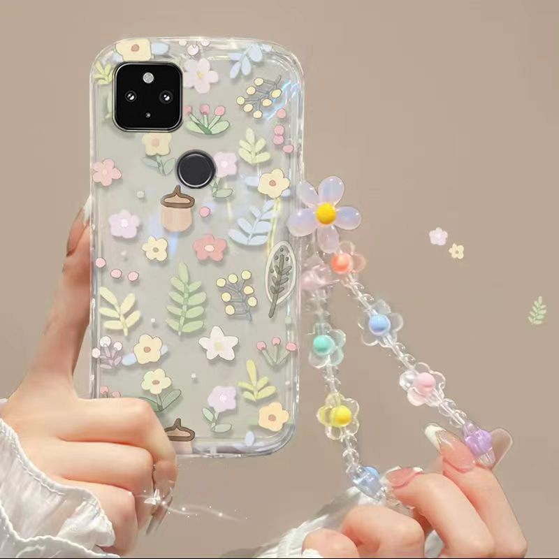 Phone Case for Google Pixel 5 Fashion Flowers Soft Case Fall Prevention Protective Cover for Google Pixel 5