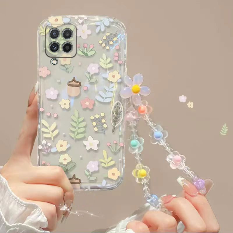 Phone Case for Samsung Galaxy A12 Fashion Flowers Soft Case Fall Prevention Protective Cover for Samsung Galaxy A12