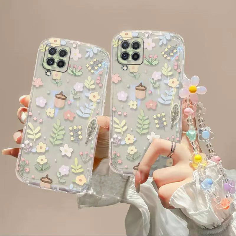 Phone Case for Samsung Galaxy A12 Fashion Flowers Soft Case Fall Prevention Protective Cover for Samsung Galaxy A12