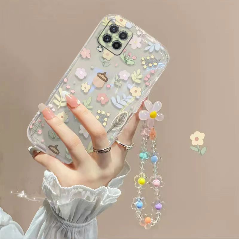 Phone Case for Samsung Galaxy A12 Fashion Flowers Soft Case Fall Prevention Protective Cover for Samsung Galaxy A12