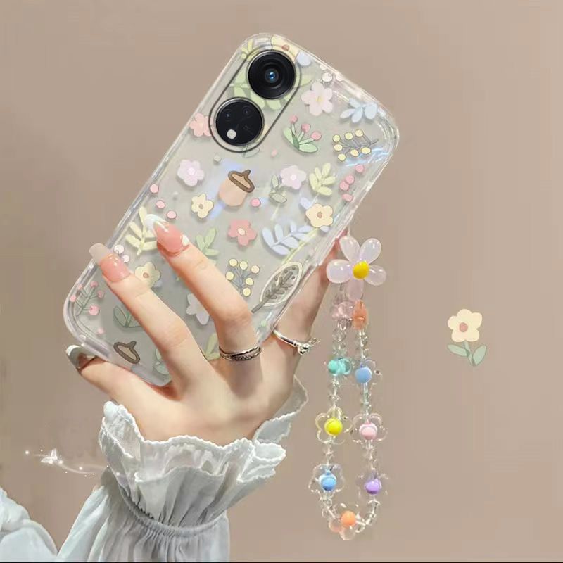 Phone Case for OPPO Reno 8T 5G Fashion Flowers Soft Case Fall Prevention Protective Cover for OPPO Reno 8T 5G