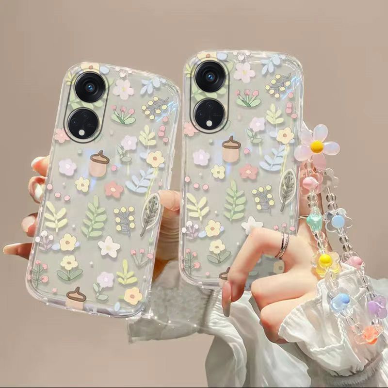 Phone Case for OPPO Reno 8T 5G Fashion Flowers Soft Case Fall Prevention Protective Cover for OPPO Reno 8T 5G
