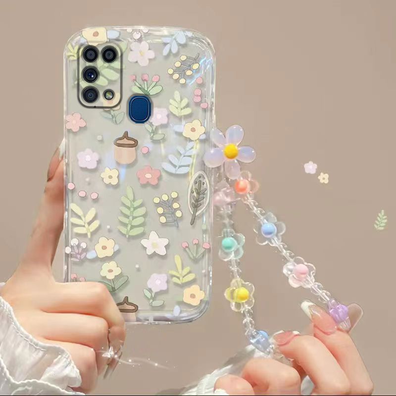 Phone Case for Samsung Galaxy M31 M31 Prime M21S Fashion Flowers Soft Case Fall Prevention Protective Cover for Samsung Galaxy M31 M31 Prime M21S