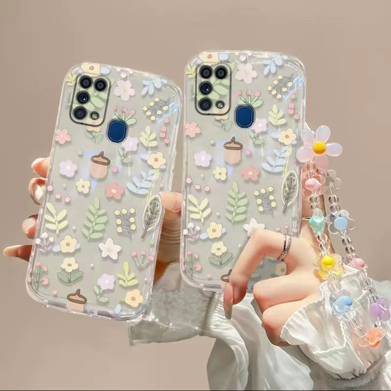 Phone Case for Samsung Galaxy M31 M31 Prime M21S Fashion Flowers Soft Case Fall Prevention Protective Cover for Samsung Galaxy M31 M31 Prime M21S