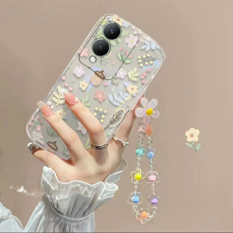 Phone Case for Vivo Y17s Fashion Flowers Soft Case Fall Prevention Protective Cover for Vivo Y17s