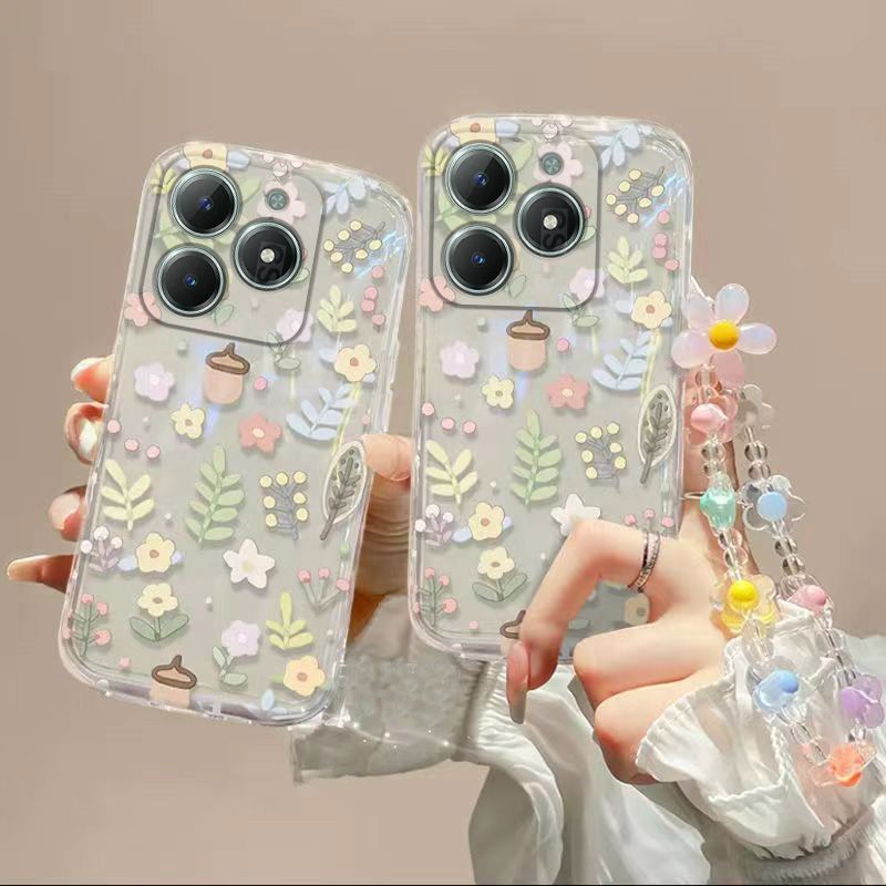 Phone Case for OPPO Realme C61 Fashion Flowers Soft Case Fall Prevention Protective Cover for Realme C63