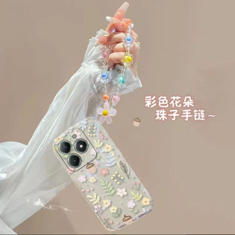 Phone Case for OPPO Realme C61 Fashion Flowers Soft Case Fall Prevention Protective Cover for Realme C63