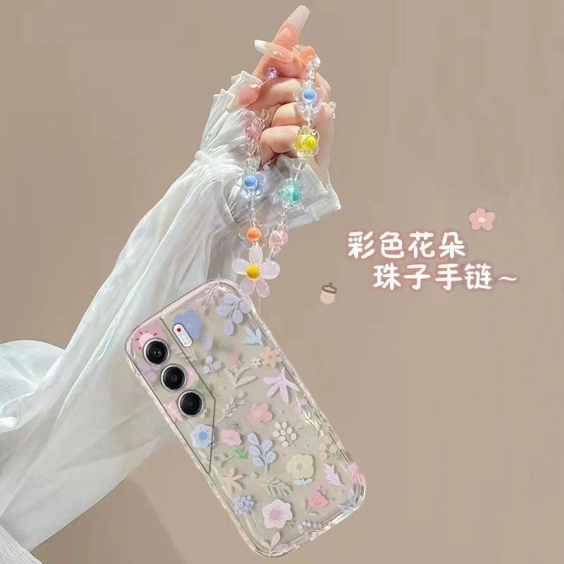 Phone Case for Tecno Camon 40 Pro Fashion Flowers Soft Case Fall Prevention Protective Cover for Tecno Camon 40 Pro
