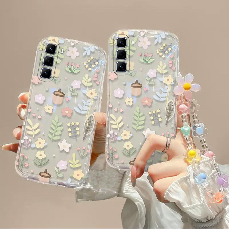 Phone Case for infinix Hot 50 Pro Plus Fashion Flowers Soft Case Fall Prevention Protective Cover for Hot 50 Pro+