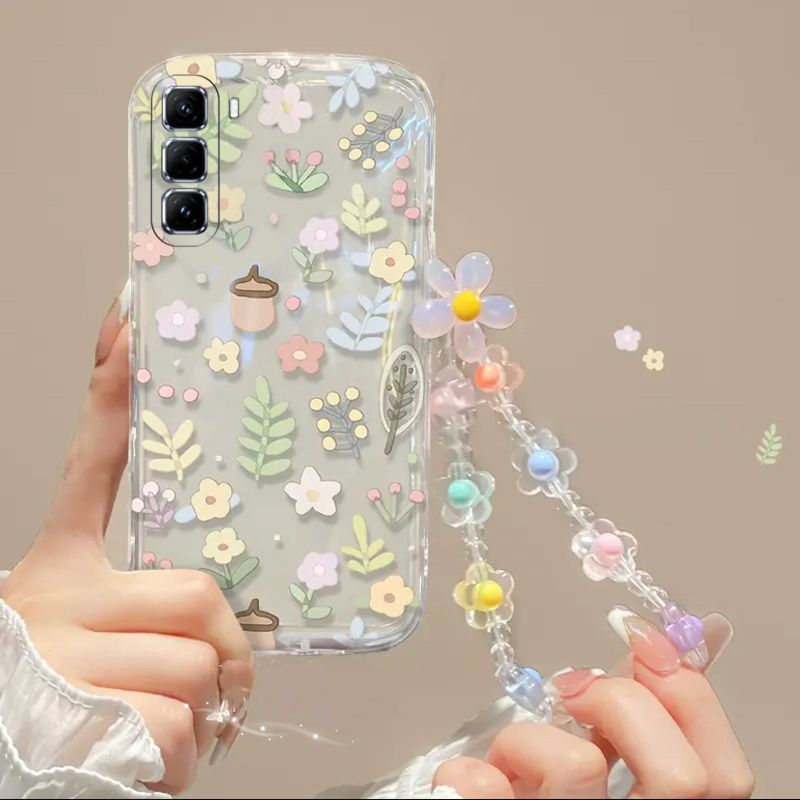 Phone Case for infinix Hot 50 Pro Plus Fashion Flowers Soft Case Fall Prevention Protective Cover for Hot 50 Pro+