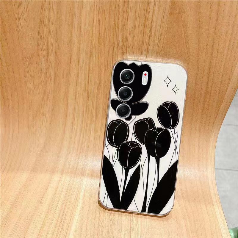 Phone Case for Tecno Camon 40 Pro Fashion Flowers Soft Case Fall Prevention Protective Cover for Tecno Camon 40 Pro