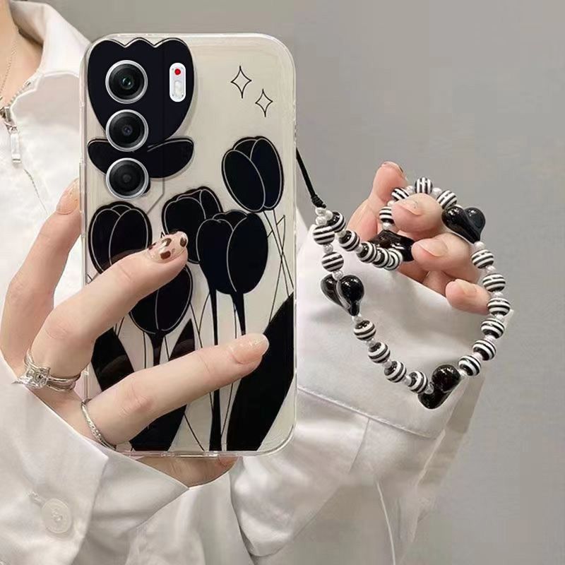 Phone Case for Tecno Camon 40 Pro Fashion Flowers Soft Case Fall Prevention Protective Cover for Tecno Camon 40 Pro