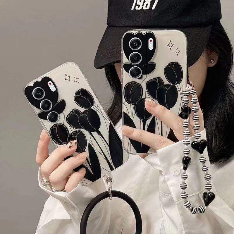 Phone Case for Tecno Camon 40 Pro Fashion Flowers Soft Case Fall Prevention Protective Cover for Tecno Camon 40 Pro
