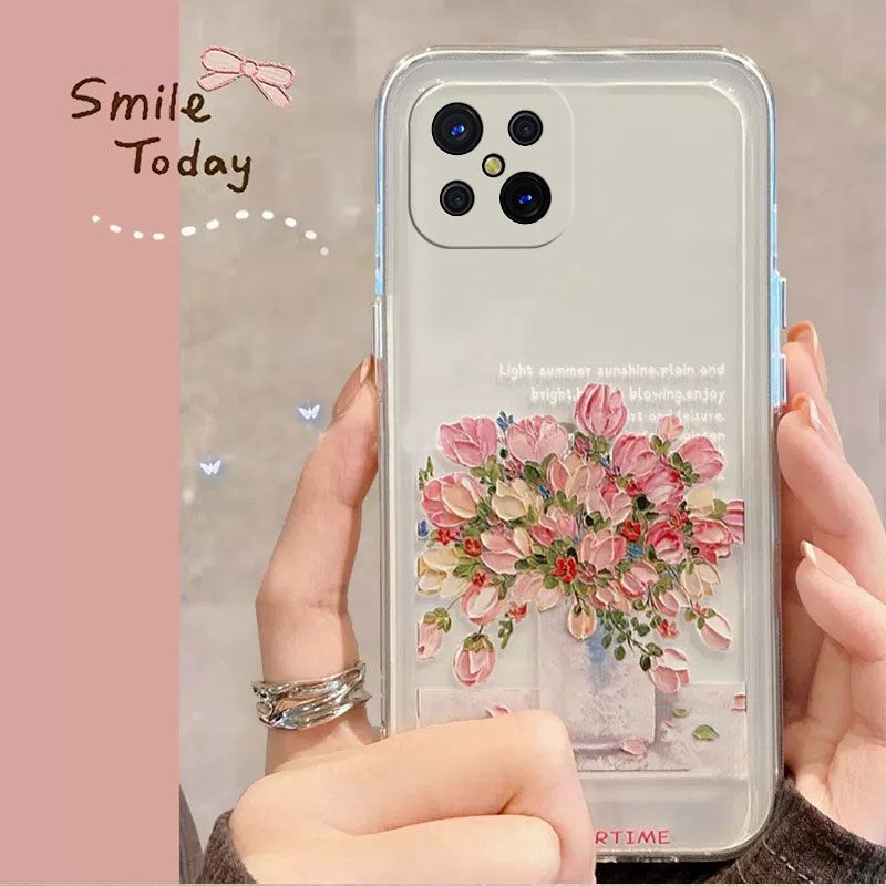Phone Case for OPPO Reno 4z Cute Fashion Flowers Soft Case Fall Prevention Protective Cover for OPPO A92s