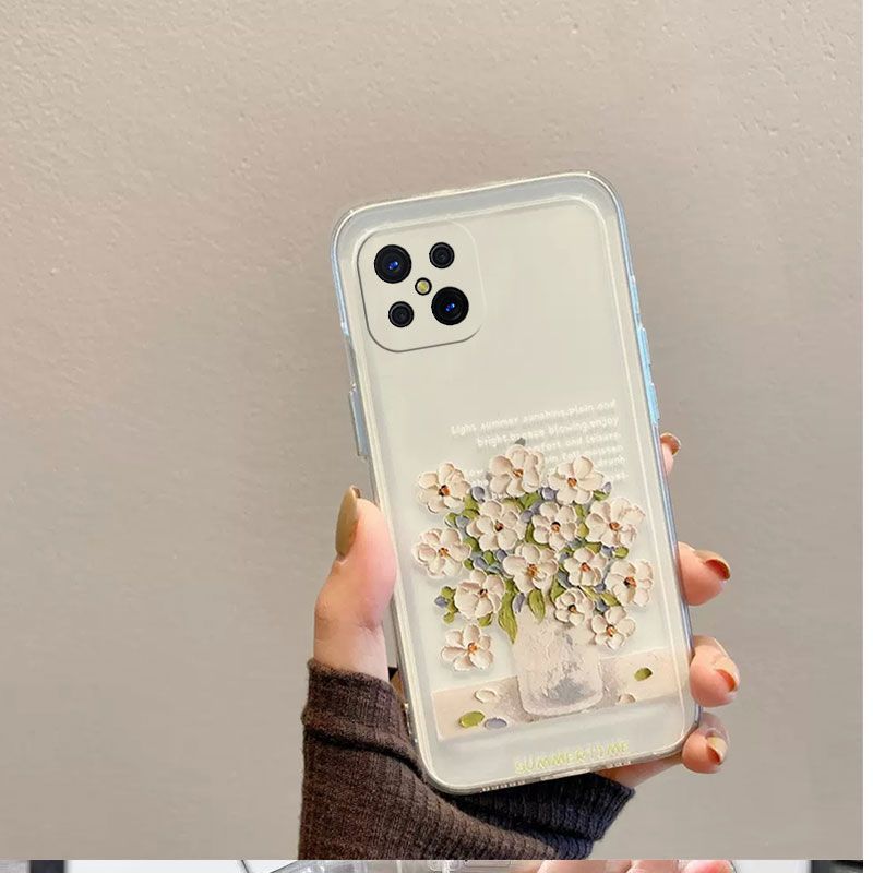Phone Case for OPPO Reno 4z Cute Fashion Flowers Soft Case Fall Prevention Protective Cover for OPPO A92s