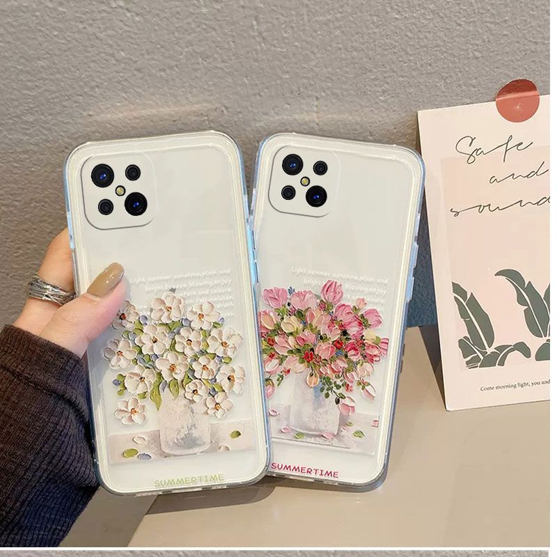 Phone Case for OPPO Reno 4z Cute Fashion Flowers Soft Case Fall Prevention Protective Cover for OPPO A92s