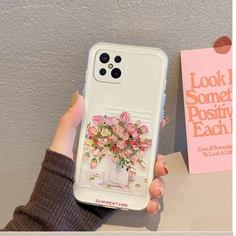 Phone Case for OPPO Reno 4z Cute Fashion Flowers Soft Case Fall Prevention Protective Cover for OPPO A92s