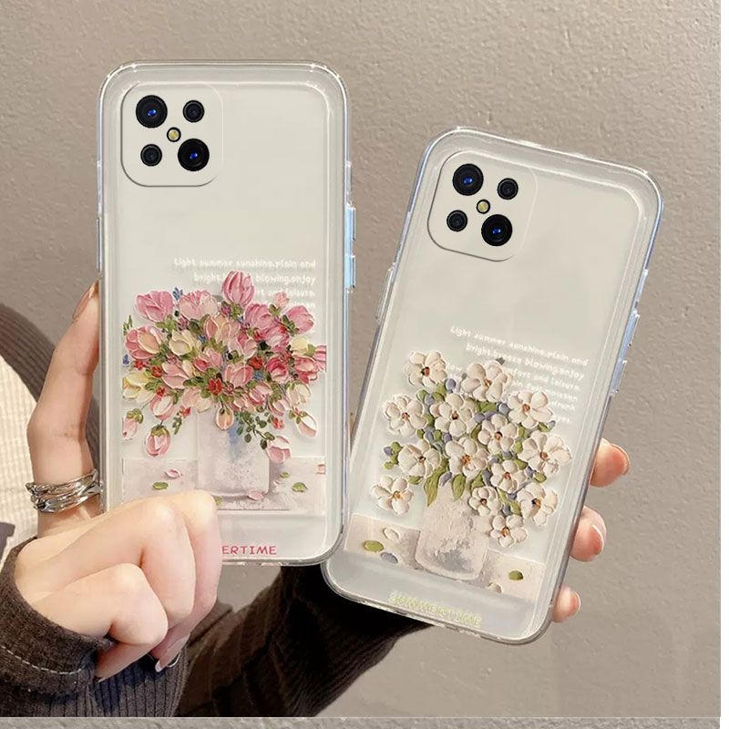 Phone Case for OPPO Reno 4z Cute Fashion Flowers Soft Case Fall Prevention Protective Cover for OPPO A92s