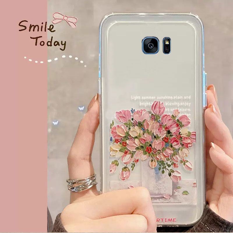 Phone Case for Samsung Galaxy S7 edge Cute Fashion Flowers Soft Case Fall Prevention Protective Cover for Samsung Galaxy S7 edge
