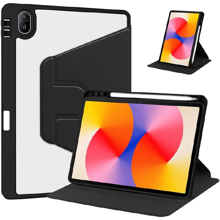Protective Case for Huawei Matepad SE11 2024 with Pen Holder 360 Degree Swivel Protective Stand Smart Tablet Ultra Slim Hard Case Folio Cover Transparent Back