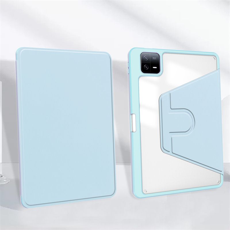 Protective Case for Xiaomi Pad 6 / Pad 6 Pro 11'' with Pen Holder 360 Degree Swivel Protective Stand Smart Tablet Ultra Slim Hard Case Folio Cover Transparent Back