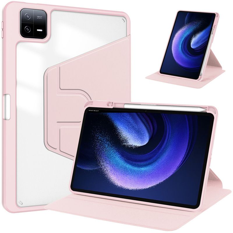 Protective Case for Xiaomi Pad 6 / Pad 6 Pro 11'' with Pen Holder 360 Degree Swivel Protective Stand Smart Tablet Ultra Slim Hard Case Folio Cover Transparent Back
