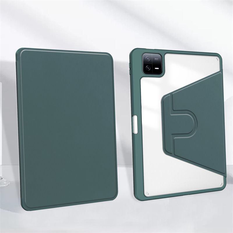 Protective Case for Xiaomi Pad 6 / Pad 6 Pro 11'' with Pen Holder 360 Degree Swivel Protective Stand Smart Tablet Ultra Slim Hard Case Folio Cover Transparent Back