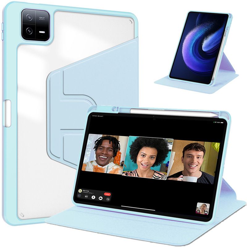 Protective Case for Xiaomi Pad 6 / Pad 6 Pro 11'' with Pen Holder 360 Degree Swivel Protective Stand Smart Tablet Ultra Slim Hard Case Folio Cover Transparent Back