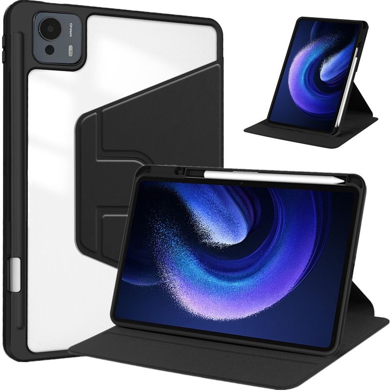 Protective Case for Xiaomi Pad 7 Ultra with Pen Holder 360 Degree Swivel Protective Stand Smart Tablet Ultra Slim Hard Case Folio Cover Transparent Back