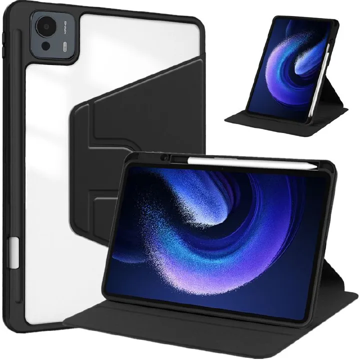 Protective Case for Xiaomi Pad 7 Ultra with Pen Holder 360 Degree Swivel Protective Stand Smart Tablet Ultra Slim Hard Case Folio Cover Transparent Back