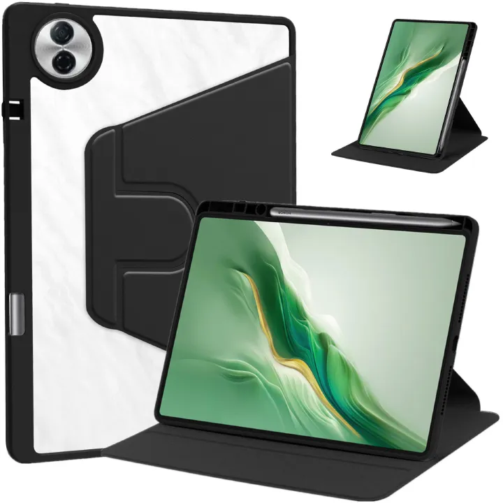 Protective Case for Honor Pad 10 12.1'' with Pen Holder 360 Degree Swivel Protective Stand Smart Tablet Ultra Slim Hard Case Folio Cover Transparent Back