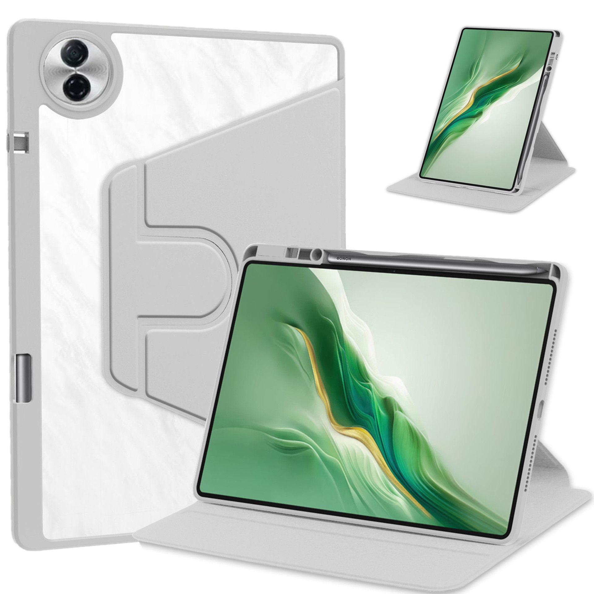 Protective Case for Honor Pad 10 12.1'' with Pen Holder 360 Degree Swivel Protective Stand Smart Tablet Ultra Slim Hard Case Folio Cover Transparent Back