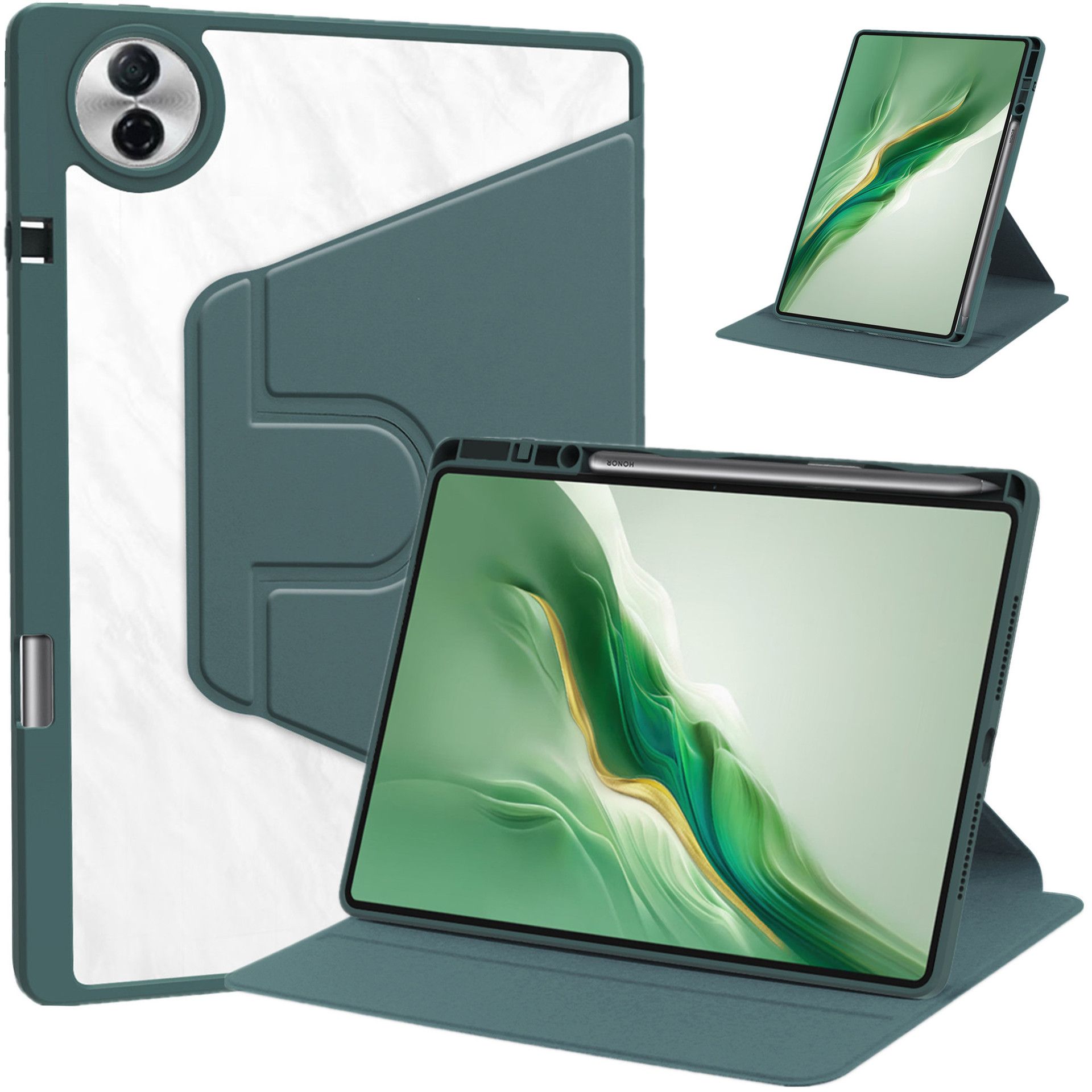 Protective Case for Honor Pad 10 12.1'' with Pen Holder 360 Degree Swivel Protective Stand Smart Tablet Ultra Slim Hard Case Folio Cover Transparent Back