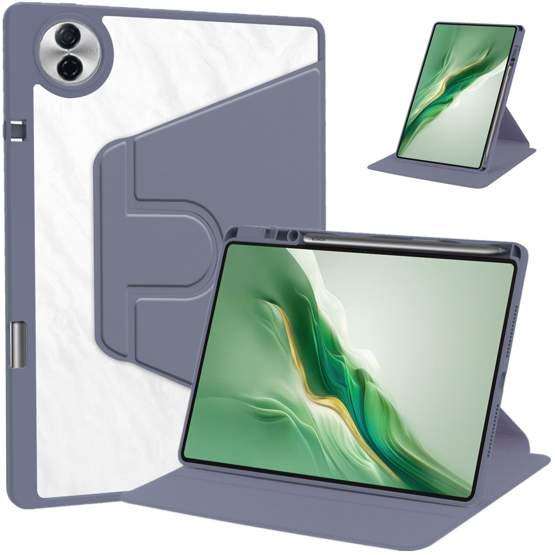 Protective Case for Honor Pad 10 12.1'' with Pen Holder 360 Degree Swivel Protective Stand Smart Tablet Ultra Slim Hard Case Folio Cover Transparent Back