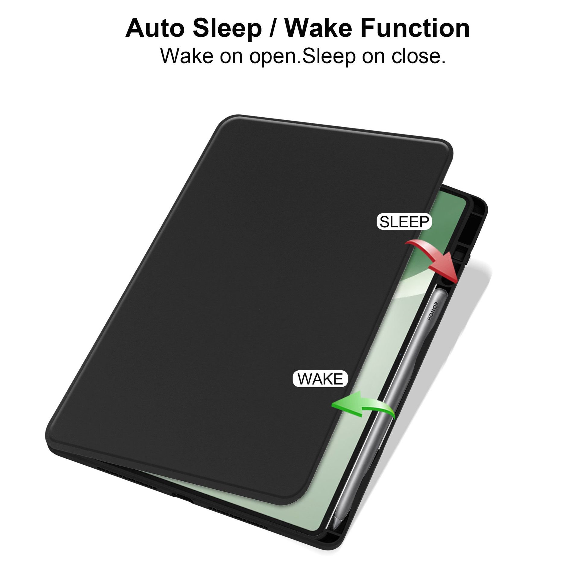 Protective Case for Honor Pad 10 12.1'' with Pen Holder 360 Degree Swivel Protective Stand Smart Tablet Ultra Slim Hard Case Folio Cover Transparent Back