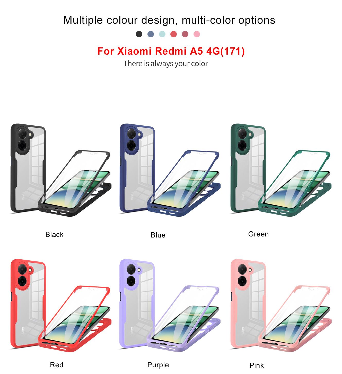 360 Full Protection Case for Xiaomi Redmi A5 Cover Built-in Screen Protector
