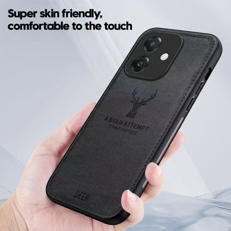 Luxury Cloth Leather Deer Head Pattern Phone Case for OPPO A3 A3X Shockproof Soft Back Shell Cover for OPPO A40
