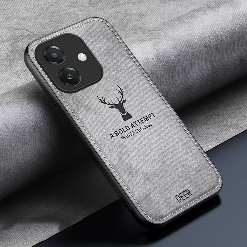 Luxury Cloth Leather Deer Head Pattern Phone Case for OPPO A3 A3X Shockproof Soft Back Shell Cover for OPPO A40