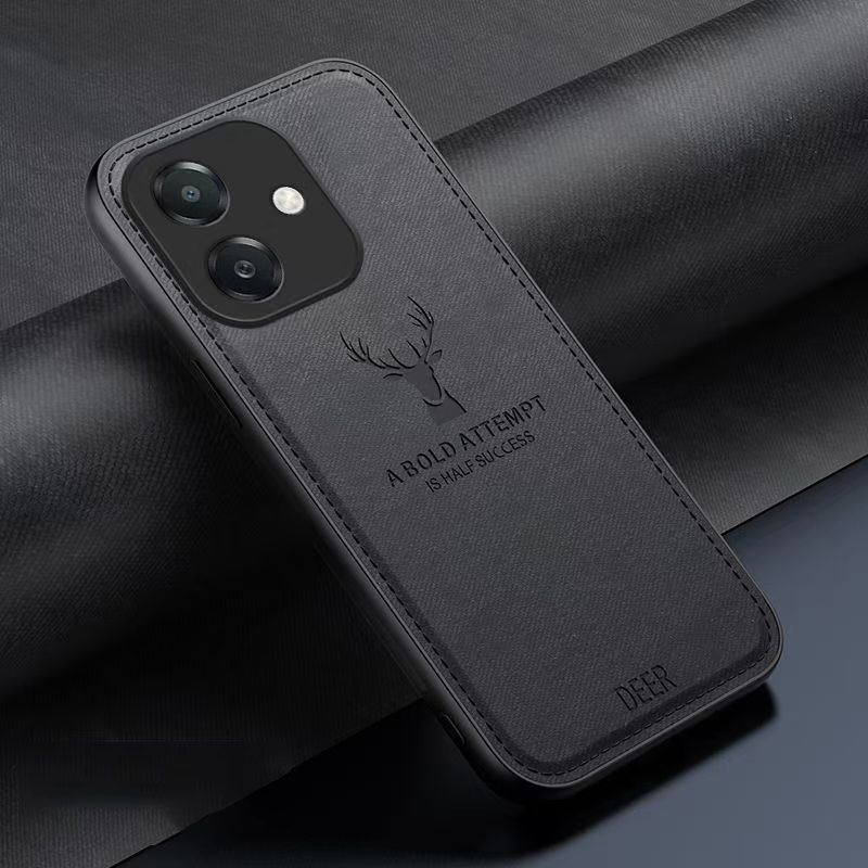 Luxury Cloth Leather Deer Head Pattern Phone Case for OPPO A3 A3X Shockproof Soft Back Shell Cover for OPPO A40