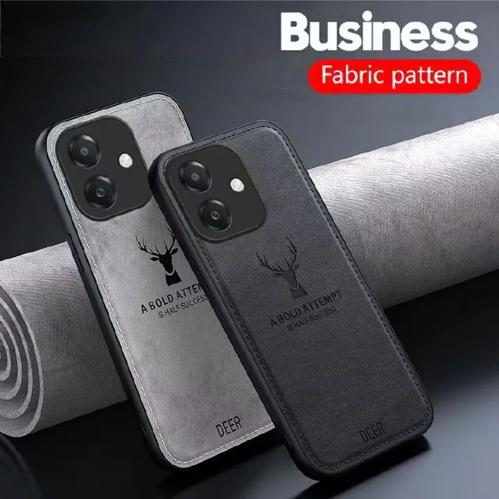 Luxury Cloth Leather Deer Head Pattern Phone Case for OPPO A3 A3X Shockproof Soft Back Shell Cover for OPPO A40