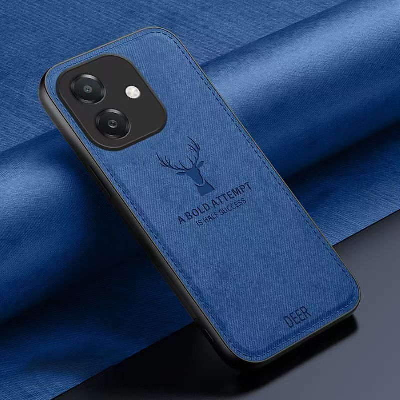 Luxury Cloth Leather Deer Head Pattern Phone Case for OPPO A3 A3X Shockproof Soft Back Shell Cover for OPPO A40