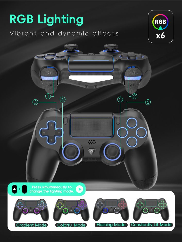 For PS4/PS4 Slim/Pro/PC Wireless Bluetooth Grip 6-Axis Sensing Elite Programming Gamepad
