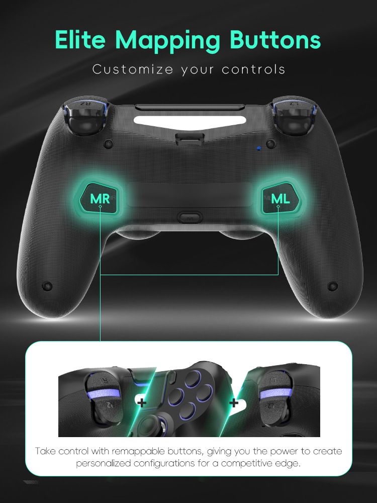 For PS4/PS4 Slim/Pro/PC Wireless Bluetooth Grip 6-Axis Sensing Elite Programming Gamepad