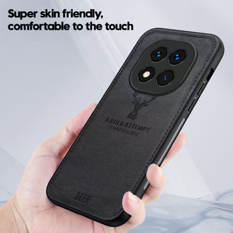 Luxury Cloth Leather Deer Head Pattern Phone Case for Xiaomi Redmi Note 14 Pro Plus 5G Shockproof Soft Back Shell Cover for Xiaomi Redmi Note 14 Pro+ 5G